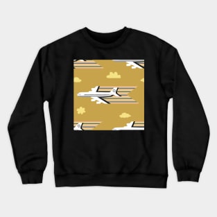 white airplanes on amber | seamless repeat pattern Crewneck Sweatshirt